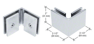 CRL Brushed Satin Chrome Square 90 Degree Glass-to-Glass Clamp