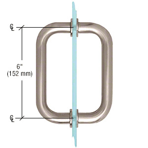 CRL Brushed Nickel 6" Tubular Back-to-Back 3/4" Diameter Shower Door Pull Handles