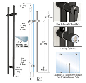 CRL Matte Black 48" Locking Ladder Pull