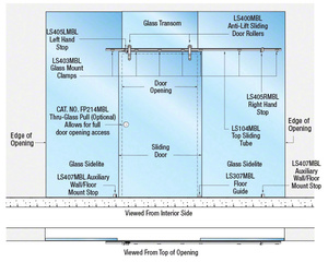 CRL Matte Black Laguna Series Single Sliding Door Glass Mount Installation Assembly