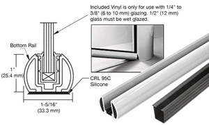 CRL Metallic Silver AWS 36" Bottom Rail Kit With Rigid Glazing Vinyl