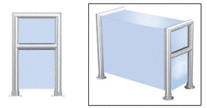 CRL Polished Stainless Elegant 149 Series 1-1/2" Tubing Glass On Top, Shelf, Front, and One End or Both Ends Sneeze Guard