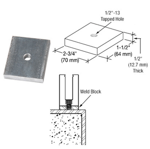 CRL 1/2" Mill Steel Weld Blocks for B7S, 8B34, L56S, and 9BL56 Base Shoes - 10/Pk