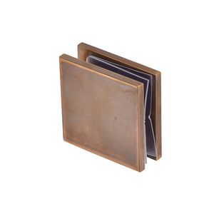 CRL Vintage Brass Square Style Hole-in-Glass Fixed Panel U-Clamp