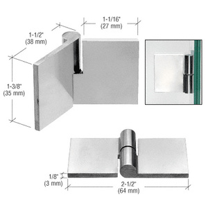 CRL Polished Stainless Left Hand UV Bond Glass-to-Glass Hinge