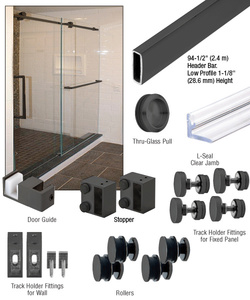 CRL Matte Black Deluxe 180 Degree Serenity Series Sliding - 95" Length System