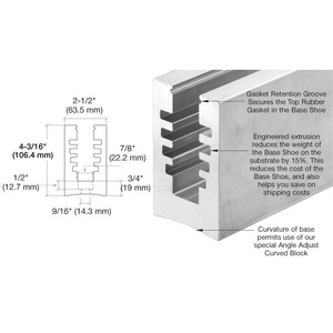 CRL B5A Series Mill 120" Square Bottom Mount Base Shoe Drilled for 1/2" Glass