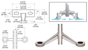 CRL Brushed Stainless Double Arm Wall/Fin Mounted Fitting