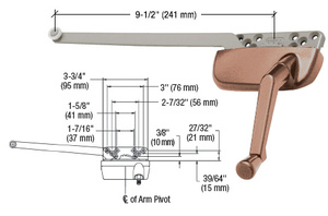 CRL Clay Right Hand Ellipse Style Casement Operator with 9-1/2" Single Arm