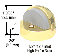 CRL Polished Brass Zinc Diecast Floor Mounted High Profile 3/8" Base Dome Stop