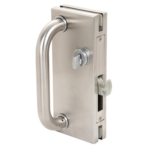 CRL Brushed Stainless 4" x 10" Non-Handed Center Lock With Hook Throw Deadlock Latch