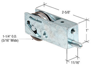 CRL 1-1/4" Stainless Steel Sliding Glass Door Roller with 11/16" Wide Housing for Trimview Doors