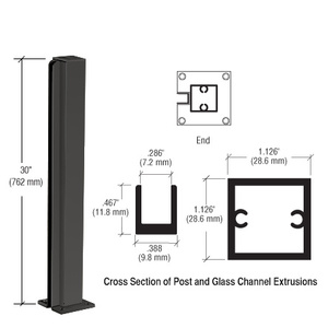 CRL Semi-Gloss Black 30" End Design Series Partition Post