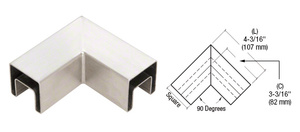 CRL 316 Brushed Stainless Steel 90 Degree Horizontal Roll Formed Cap Rail Corner