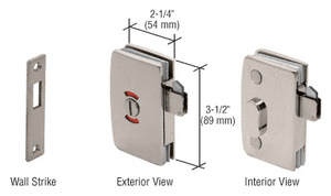 CRL Brushed Nickel Sliding Glass Door Lock with Indicator for 5/16" to 1/2" Glass
