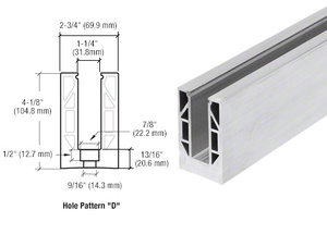 CRL 8B Series Mill Aluminum 120" Square Base Shoe Drilled for 3/4" Glass