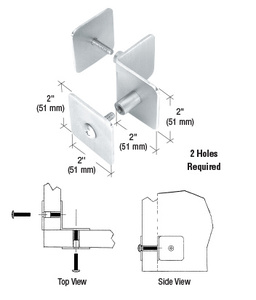 CRL Polished Stainless Bullet Resistant Protective Barrier System 90 Degree Top or Mid-Mount Inside Clamp