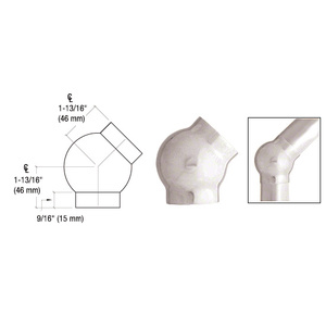 CRL Polished Stainless 3-5/16" 135 Degree Ball Type Elbow for 2" Tubing