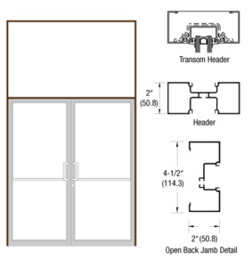 CRL-U.S. Aluminum Dark Bronze/Black Anodized Class 1 Custom Size Series IT451 Open Back Offset Pivot Transom Door Frame Complete (2FT)