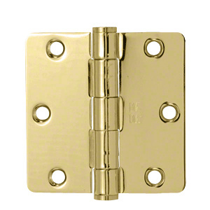 CRL Polished Brass 3-1/2" x 3-1/2" Residential Hinge 1/4" Radius
