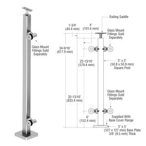 CRL 316 Polished Stainless 36" P1 Series End Post Railing Kit