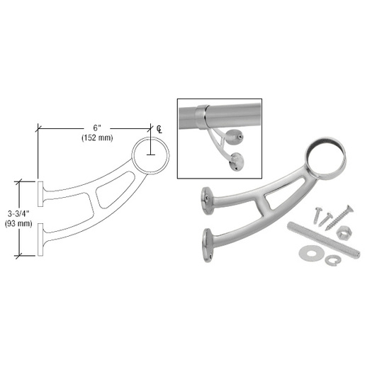 CRL Brushed Stainless Bar Foot Railing Bracket for 1-1/2" Tubing