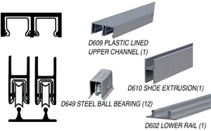 CRL Satin Anodized Track Assembly D609 Upper and D602 Lower Track with Steel Ball-Bearing Wheels