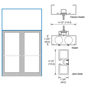 CRL-U.S. Aluminum Custom KYNAR® Paint 75-1/2" x 126" Series DF800 Tubular Center Hung Transom Frame Complete (2FT)