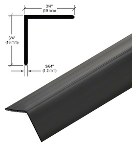 CRL Matte Black PVC 3/4" x 3/4" 90 Degree Angle with Pre-Applied Tape - 95"