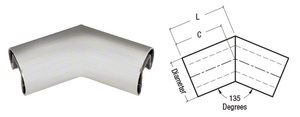 CRL Brushed Stainless 2" Diameter 135 Degree Horizontal Corner for 3/4" Glass Cap Railing