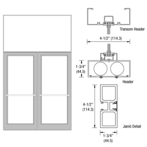 CRL-U.S. Aluminum Clear Anodized Class 1 75-1/2" x 126" Series DF800 Tubular Center Hung Transom Frame Complete (2FT)