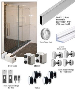 CRL Brushed Stainless Steel Deluxe 180 Degree Serenity Series Sliding - 95" Length System
