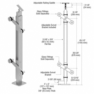 CRL Brushed Stainless 42" P4 Series 180 Degree Center Post Railing Kit