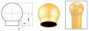  CRL Polished Brass 3-5/16" Ball Type End Cap for 2" Tubing
