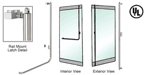 CRL-Blumcraft® Brushed Stainless Right Hand Reverse Rail Mount Retainer Plate "F" Exterior, Top Securing Panic Handle