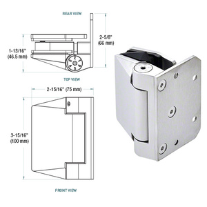 CRL Brushed Stainless Wall Mount Polaris 120 Series Soft Close Gate Hinge