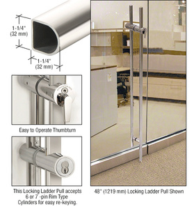 CRL Polished Stainless 84" Designer Series "D" Shape Locking Ladder Pull