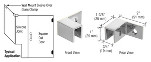 CRL Polished Chrome Left Hand "Sleeve Over" Wall Mount Glass Clamp