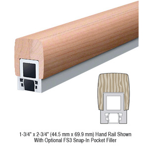 CRL-Blumcraft® Poplar 597 Series 1-3/4" x 2-3/4" Wood Hand Railing