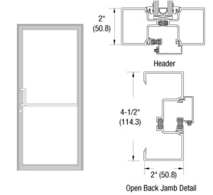 CRL-U.S. Aluminum Clear Anodized Class 1 Thermally Improved Up and Over Frame for a Single Door Prepped for Butt Hinges Using Surface Mount Door Closer
