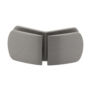 Brushed Nickel 2 1/2" X 2" Cambered Face 135° Glass To Glass Clip