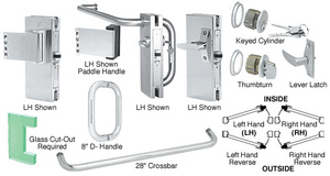 CRL Polished Stainless 4" x 10" LH Custom Center Lock with Deadlatch