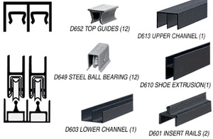 CRL Flat Black Deluxe Track Assembly D613 Upper and D601 Rail With Steel Ball Bearing Wheels