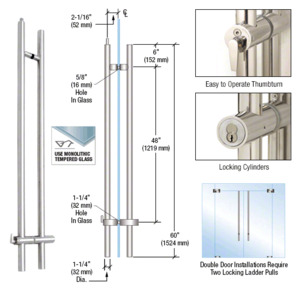 CRL 316 Polished Stainless 60" Upwards Locking Ladder Pull