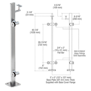 CRL Polished Stainless 42" P3 Series Left Hand End Post Railing Kit