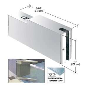 CRL Polished Stainless 4" Square GRS Dry Glaze 9-1/2" Top Patch Gate Rail for 1/2" Glass