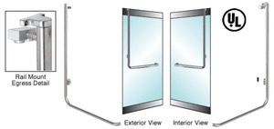 CRL-Blumcraft® Brushed Stainless Right Hand Swing Rail Mount Keyed Access "D" Exterior Top Securing Electronic Egress Control Handle