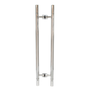 CRL Polished Stainless 25" Overall Length Glass Mounted Back-to-Back Ladder Style Pull Handle with Undercut Accent Rings