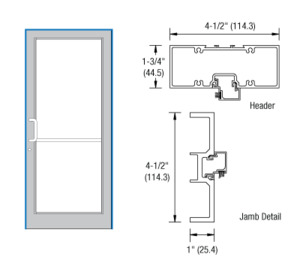 CRL-U.S. Aluminum Clear Anodized Class 1 38" x 85-3/4" Series DF800 Open Back Gear Hinge Up and Over Frame Complete (1F)