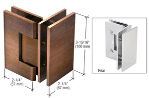 CRL Antique Brushed Copper Vienna 092 Series 90 Degree Glass-to-Glass Hinge